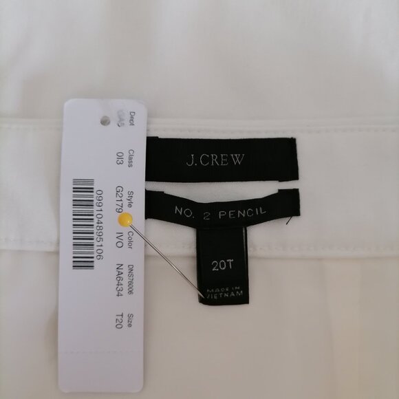 J .Crew Ivory Slit Side Zip Straight & Pencil Skirt Size 20T New With Defect - Picture 5 of 9